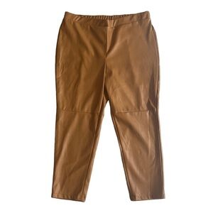 Sonoma Women’s Plus Sz 1X Mocha Tan Vegan Faux Leather Leggings Pants NWT